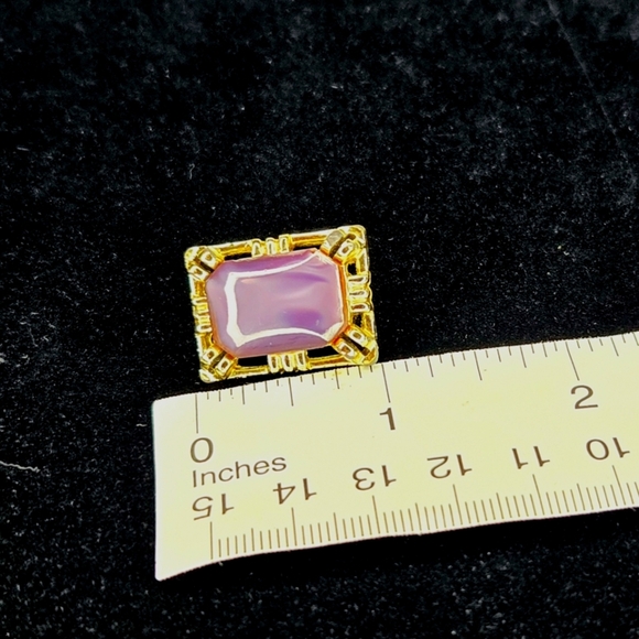 Vintage Lilac and yellow gold Clip on Earrings. Square. - Picture 5 of 5
